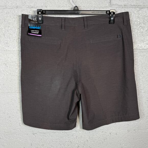 PGA Tour Men's Flat-Front 4-Way Stretch 9" Shorts DK grey Heather, 38 $68 - Picture 7 of 10